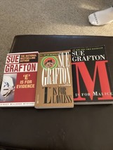 Three Sue Grafton Books E is for Evidence,L is for Lawless,M is for Malice - £8.92 GBP