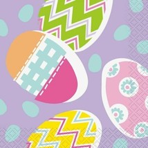 Lilac Easter Paper Beverage Napkins 16 ct Colorful Eggs - $3.26
