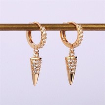 Yellow Gold Plated 1.20Ct Round Simulated Diamond Drop/Dangle Earrings 14K - £91.49 GBP