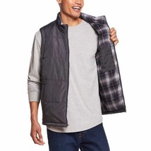 Weatherproof Vintage Vest Mens Puffer Flannel Lined Gray Full Zip Lined Gorpcore - $27.43