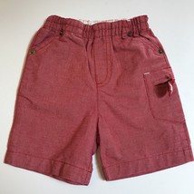 Jacadi Boys Shorts Sz 6 Months Infant Red Chambray Casual Cargo Cotton B... - $12.86