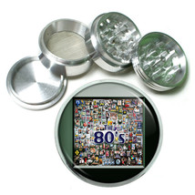 80&#39;s Theme D4 Aluminum Herb Grinder 2.5&quot; 63mm 4 Piece 80&#39;s Images Collage - £13.19 GBP