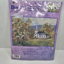Vintage Bucilla Counted Cross Stitch COUNTRYSIDE WHITE CHURCH 42761 - £16.74 GBP