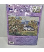 Vintage Bucilla Counted Cross Stitch COUNTRYSIDE WHITE CHURCH 42761 - £16.70 GBP