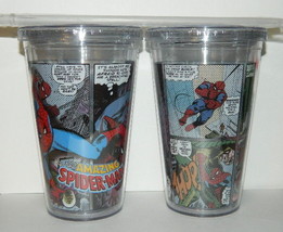 The Amazing Spider-Man Comic Strip 16 oz Acrylic Travel Mug Cup and Stra... - £7.75 GBP