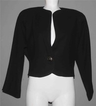 VTG Spitalnick Black Lined One-Button No-Collar Batwing Wool Jacket Wm&#39;s... - $32.99