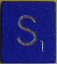 Scrabble Tiles Replacement Letter S Blue Wooden Craft Game Part Piece 50th Ann. - £0.96 GBP
