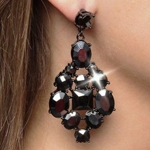 Allen Schwartz Designer Black Diamond Alternatives Chandelier Dangle Earrings - £37.19 GBP