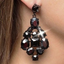 Allen Schwartz Designer Black Diamond Alternatives Chandelier Dangle Ear... - £37.20 GBP