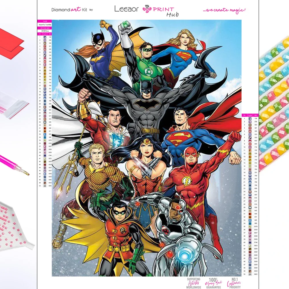 DC Comics Diamond Painting All Heroes Series Full Drill Mosaic 5d Diy Embroidery - £11.42 GBP+