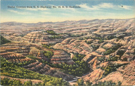 Vintage Linen Postcard Cedar Canyon Highway 10 Badlands North Dakota ND ... - $4.85