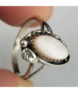 ANTIQUE NAVAJO ring Estate Sale! STERLING SILVER &amp; PEARL women 925 size 7 - $59.99