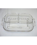 Vintage Vintage Glass 3 Part Divided Bowl Double Handle Scalloped - $37.34