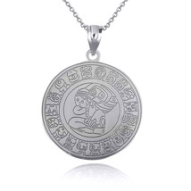 Silver Personalize Ancient Aztec Mayan Deity Solar Sun Calendar Pendant Necklace - £18.79 GBP+