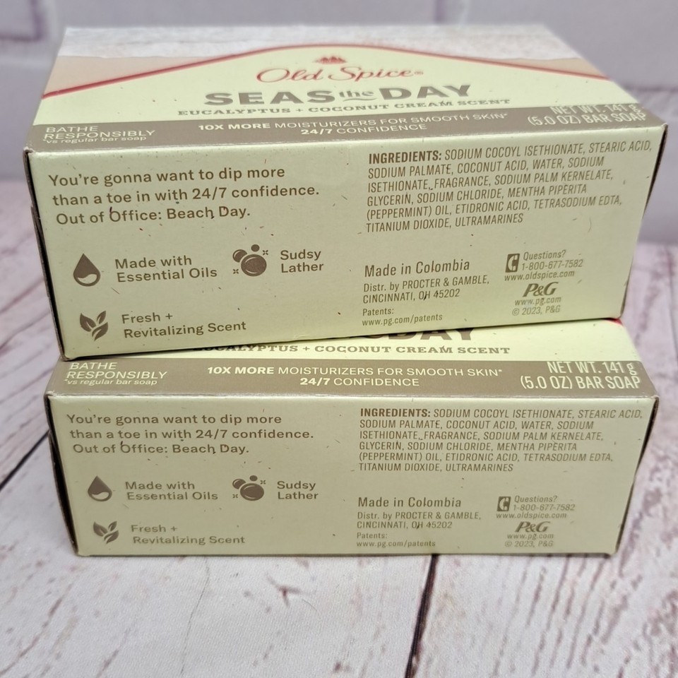 2 Old Spice Seas The Day, Eucalyptus Coconut Bar Soap 5oz Each  Discontinued Item image 3
