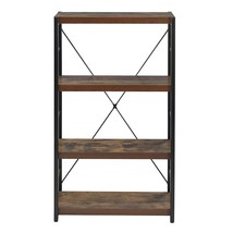 43&quot; Brown and Black Metal and Wood Three Tier Etagere Bookcase - $4,619.12 MXN