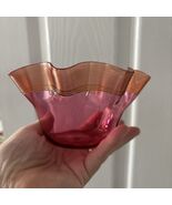 Antique STEVENS &amp; WILLIAMS CRANBERRY GLASS FINGER BOWL GOLD THREADING - $48.00