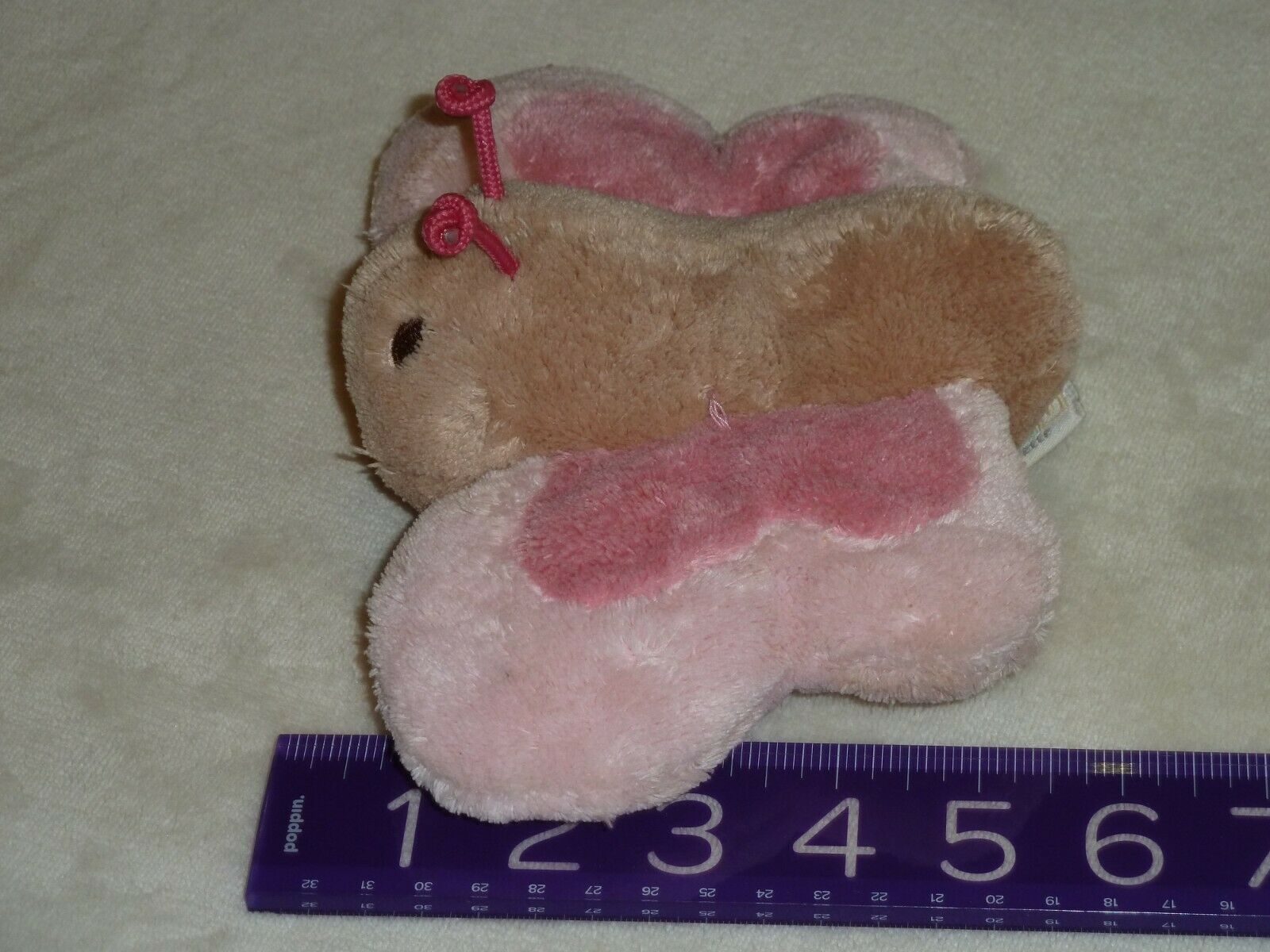 KRU Layette Kids Babies R Us Stuffed Plush Pink Tan Brown Butterfly Toy w Sound Item image 6