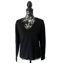 Vintage One Step Up Acrylic Knit V-Neck Pullover Sweater Black - Size Large - £13.69 GBP