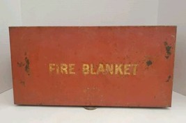 Vintage Red Metal Wall Mounted Fire Blanket Box 16x7x8 Worn Prop Decor - £22.97 GBP