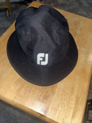 FootJoy FJ Golf DryJoys Black Bucket Rain Hat w/White Logo Waterproof Size Large - $19.80