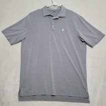 Peter Millar Mens Polo Shirt L Large Gray Blue Striped Short Sleeve - £19.08 GBP