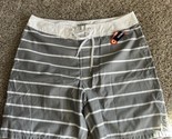 NWT Old Navy Swim Trunks Mens Size Large Gray White Stripes Boards Shorts - $14.01
