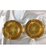 Vtg Anchor Hocking 2 Glass Ashtray Soreno Honey Amber Gold Mid Century 6... - £27.74 GBP