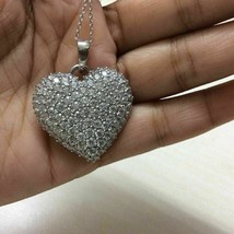2.00Ct Round Cut Moissanite Cluster Heart Love Pendentif 14K Plaqué Or Blanc - £119.10 GBP
