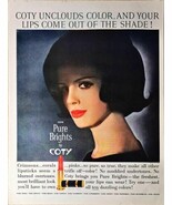 Coty Lipstick Woman Pure Brights by Coty Shade-1962 Vintage Print Ad - $194.61 MXN
