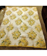 Vintage Satin Trim Floral Blanket Yellow Green Home MCM Retro - $342.95 MXN