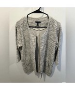 Eileen Fisher Cotton Twist Jacket Women’s M Gray White 3/4 Sleeve Pockets - $68.00