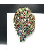 Vintage Art Deco Dress Clip, Pot Metal Encrusted with Multicolored Crystals - £86.99 GBP