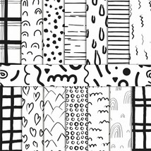 60Pcs Black &amp; White Hand-Drawn Style Patterned Paper, 11X11 Inch Retro B... - £22.11 GBP