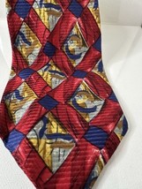Vintage Neiman Marcus Red Woven Silk Bold Pattern Men’s Neck Tie - $17.81