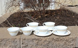 Set Of 4 Corelle Butterfly Gold Hook Handle Cups, Saucers &amp; Sugar Bowl &amp; Creamer - £20.03 GBP