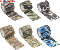 6-Pack 2&quot;x5 Yards Self-Adhesive Bandage Wrap Breathable Wound &amp; Sports Tape Camo - £10.85 GBP
