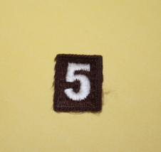 Brownie Girl Scout Number 5 Vest Patch White No. Numeral Brown Sewn Embr... - $2.77