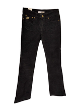 LOIS DENIM Womens Flared Trousers Corduroy Beverly Velvet Solid Black Size 27/32 - £37.83 GBP