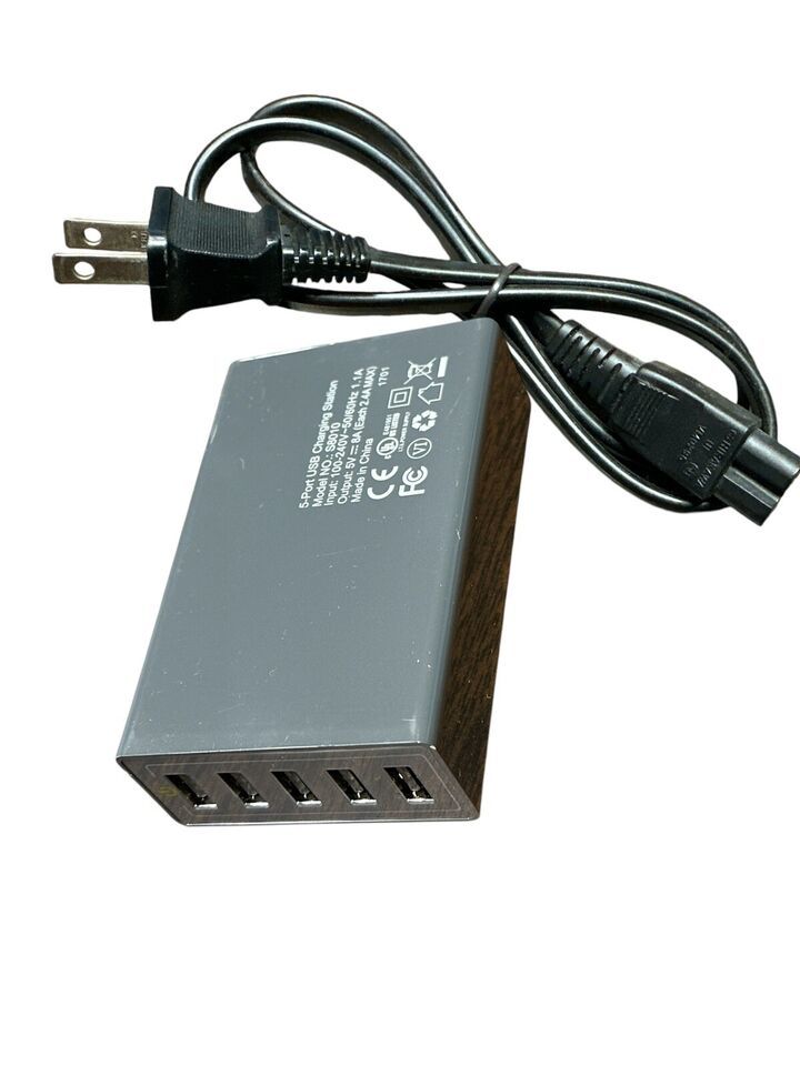 5-Port USB Charger Station 8A Multiple USB Charging Station - Gray / Black - $5.53