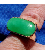 Earth mined Green Jade Deco Ring Antique 18k Gold Setting Size 8.75 - £25,690.25 GBP