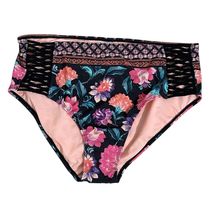 Time and Tru Dark Floral High Waist Bikini Bottom Size L Elevated Gatsby... - $11.83