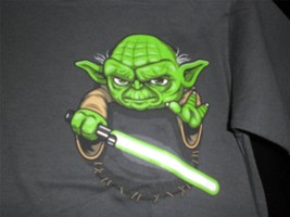 Tee Fury Star Wars Youth Medum &quot;Pocket Jedi&quot; Yoda Tribute Shirt Charcoal - $13.00