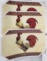 Set Of 3 Same Kitchen Vinyl Non Clear Placemats(18&quot;x12&quot;)ROOSTER With Red Tail,Bh - £11.72 GBP
