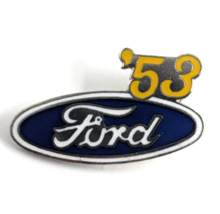 Ford Oval Logo &#39;53 Blue White Yellow Silver Tone Lapel Pin Automobile Advertise - £9.71 GBP