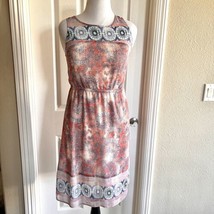 Lucky Brand Women’s Peach Pink Paisley Medallion Midi Dress small Shift ... - $25.75 CAD