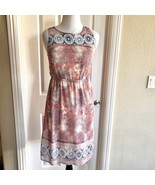 Lucky Brand Women’s Peach Pink Paisley Medallion Midi Dress small Shift ... - $25.61 CAD