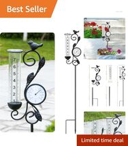 Multi-Functional 32" Garden Decor - Rain Gauge with Thermometer for Outd... - $74.20
