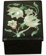 3&quot;x2&quot; Black Marble Jewelry Lidded Box Real Mo... - $4,481.07 MXN