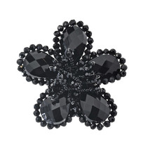 Sparkling Black Crystal Flower Brooch Pin - £14.32 GBP